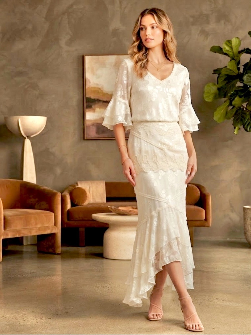 🔴 2Pc of Stunning & Elegant Skirt Set- One of a Kind Light Summer Outfit